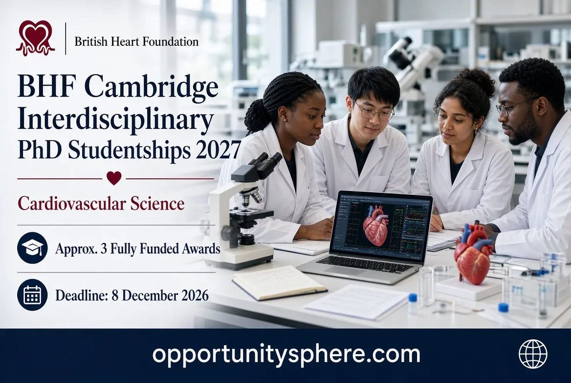 BHF Cambridge Interdisciplinary PhD Studentships 2027 in Cardiovascular Science, UK