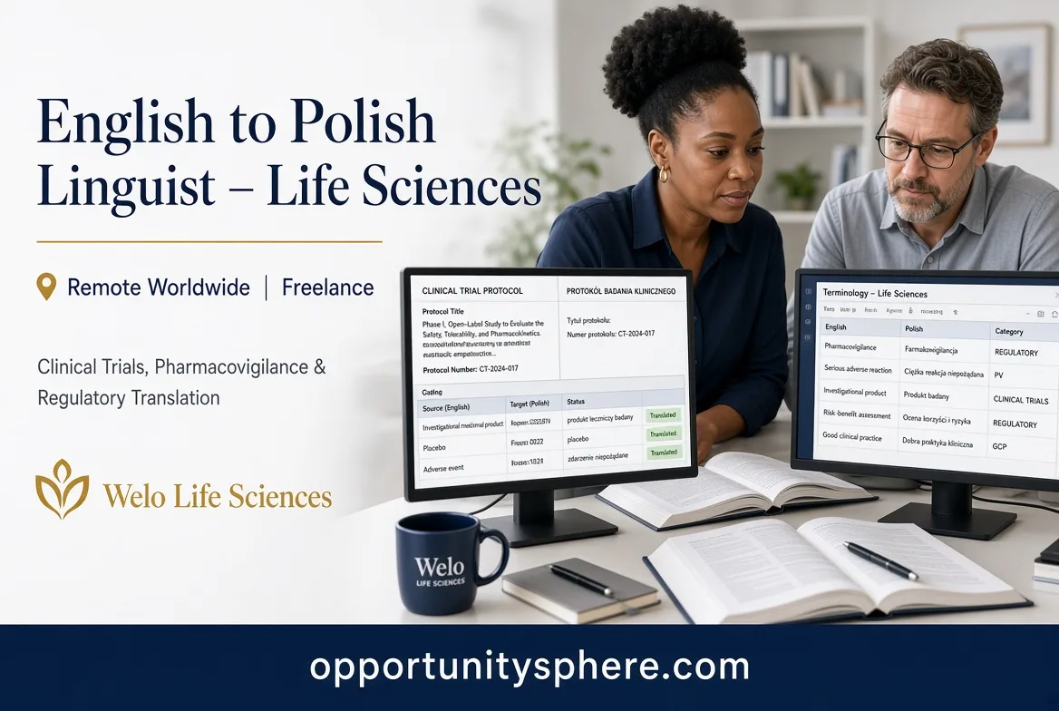 English to Polish Linguist for Life Sciences — Remote Worldwide Opportunity