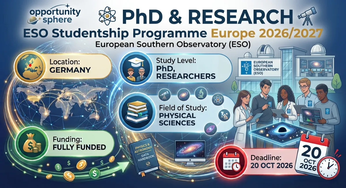 ESO Studentship Programme Europe 2026/2027